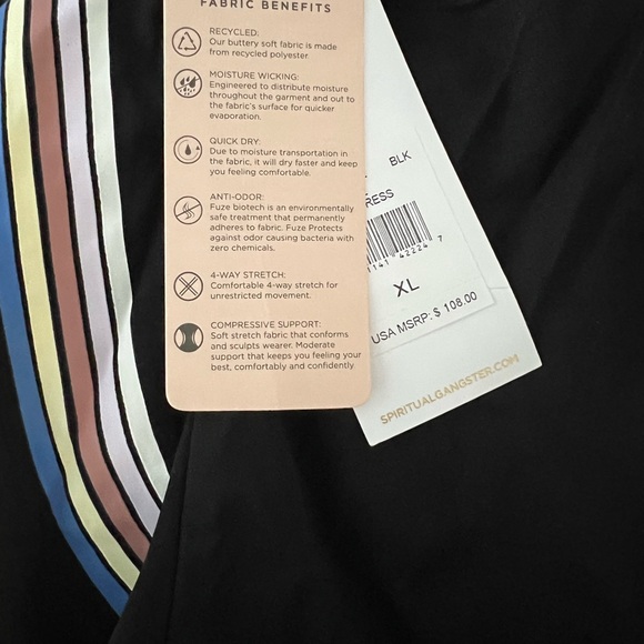 Spiritual Gangster “It’s A Vibe” Active Black Dress with inbuilt Shorts XL - Picture 7 of 7